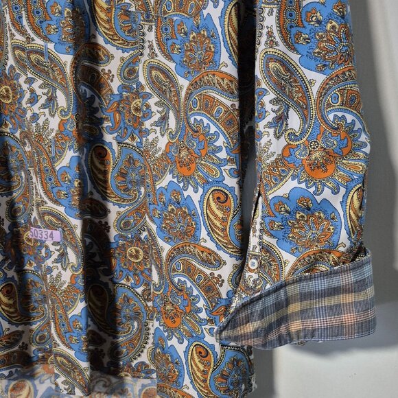 Alan Flusser Shirt Mens Large Paisley Multicolor Button Up Long Sleeve Retro - Picture 6 of 6